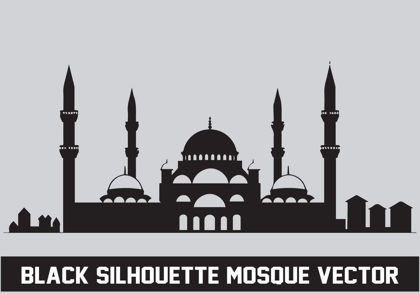 Mosque silhouette bundle white background vector