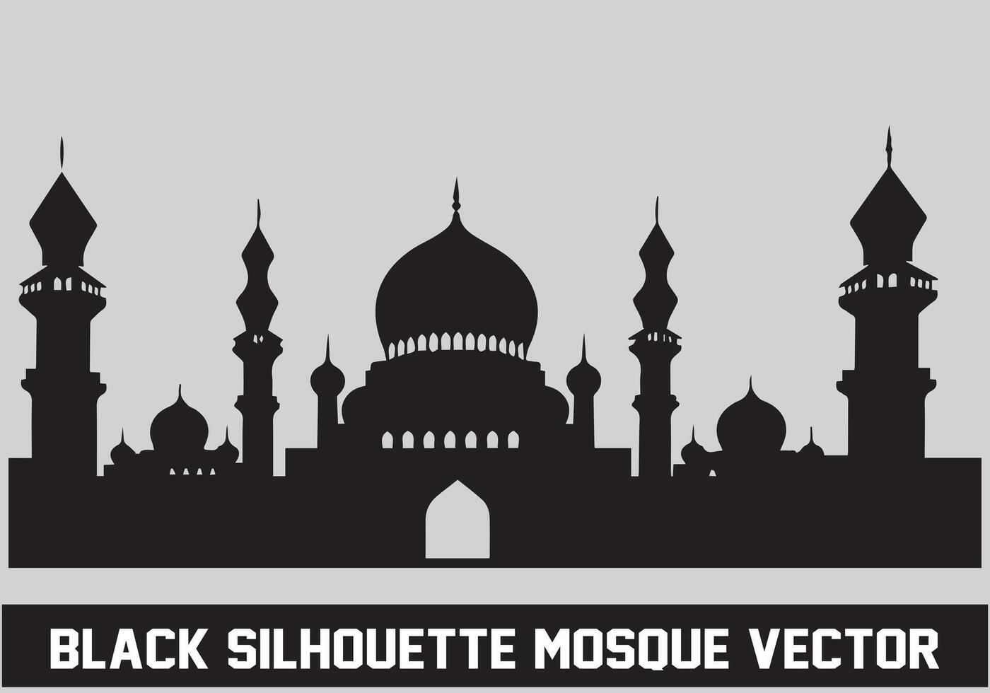 mezquita silueta negro color para islámico diseño vector