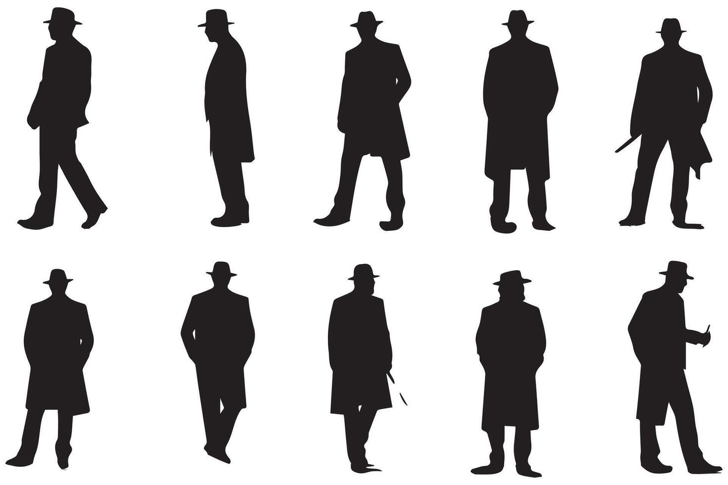 black silhouette group of man vector