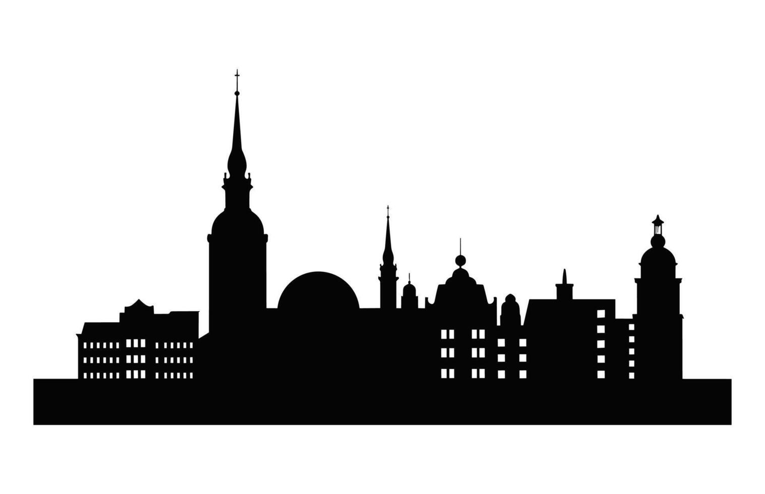Copenhagen City Skyline Silhouette isolated on a white background vector