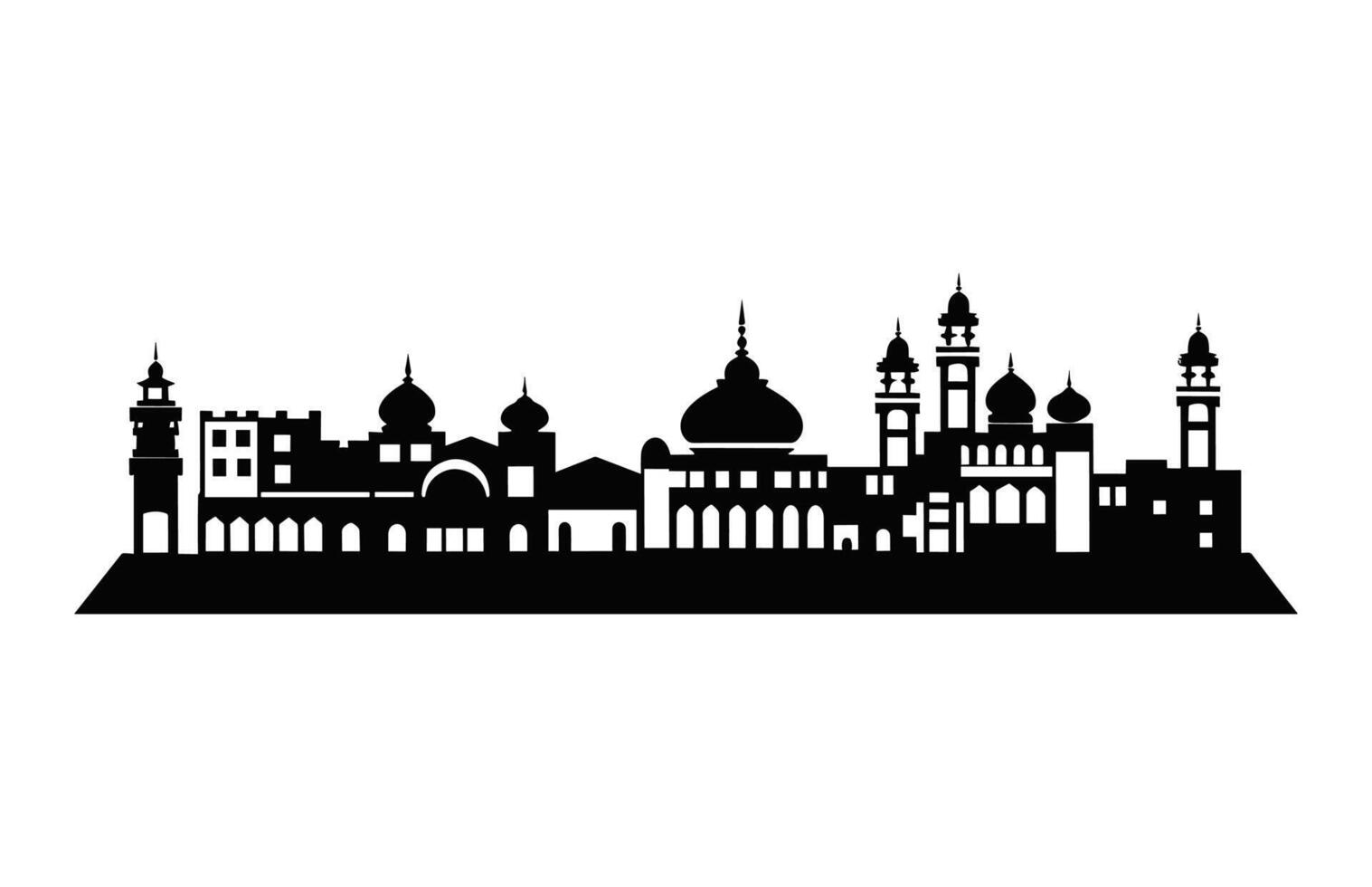 Jaipur City Skyline black and white Silhouette vector