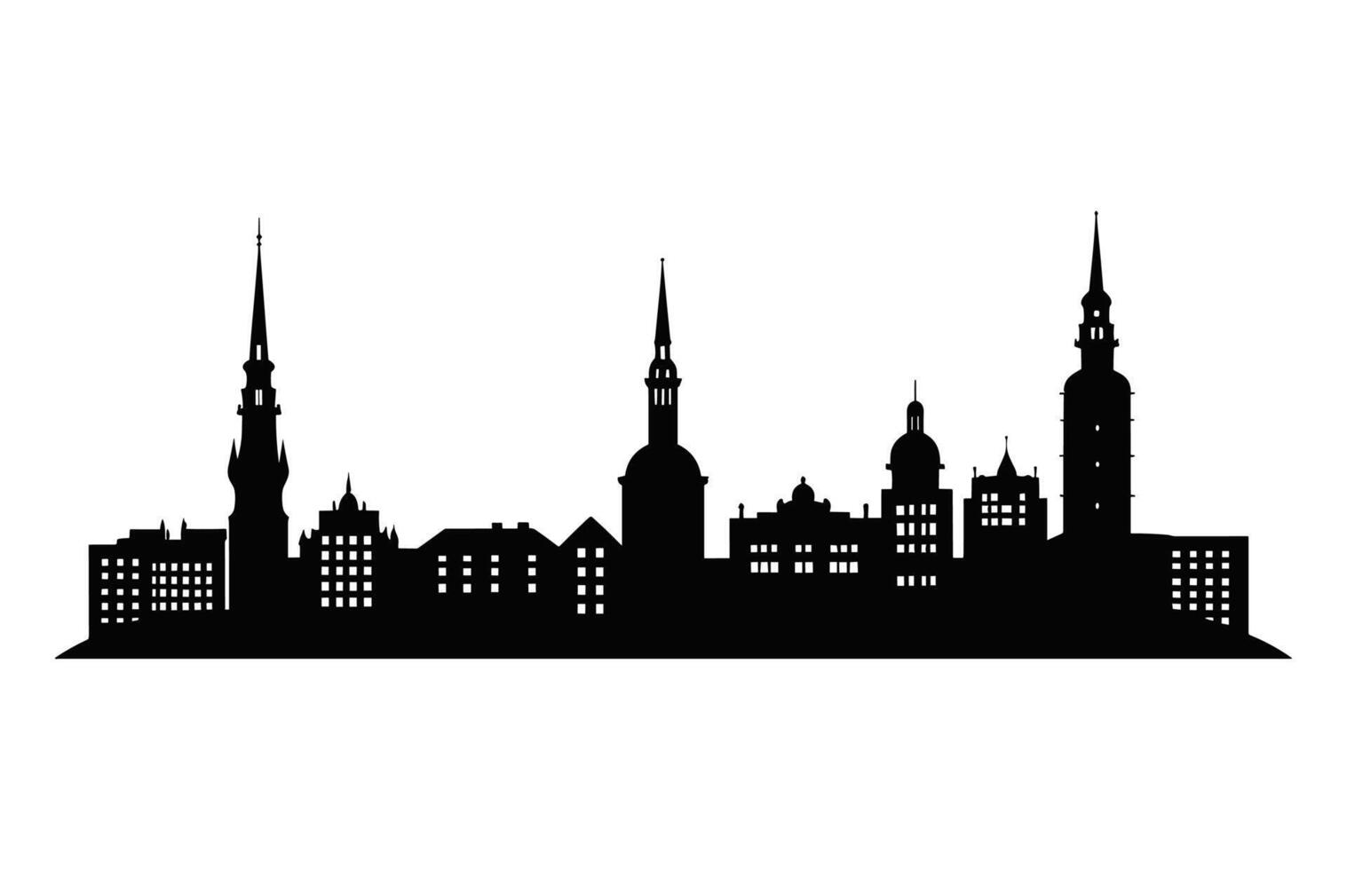 Copenhagen Skyline black Silhouette isolated on a white background vector