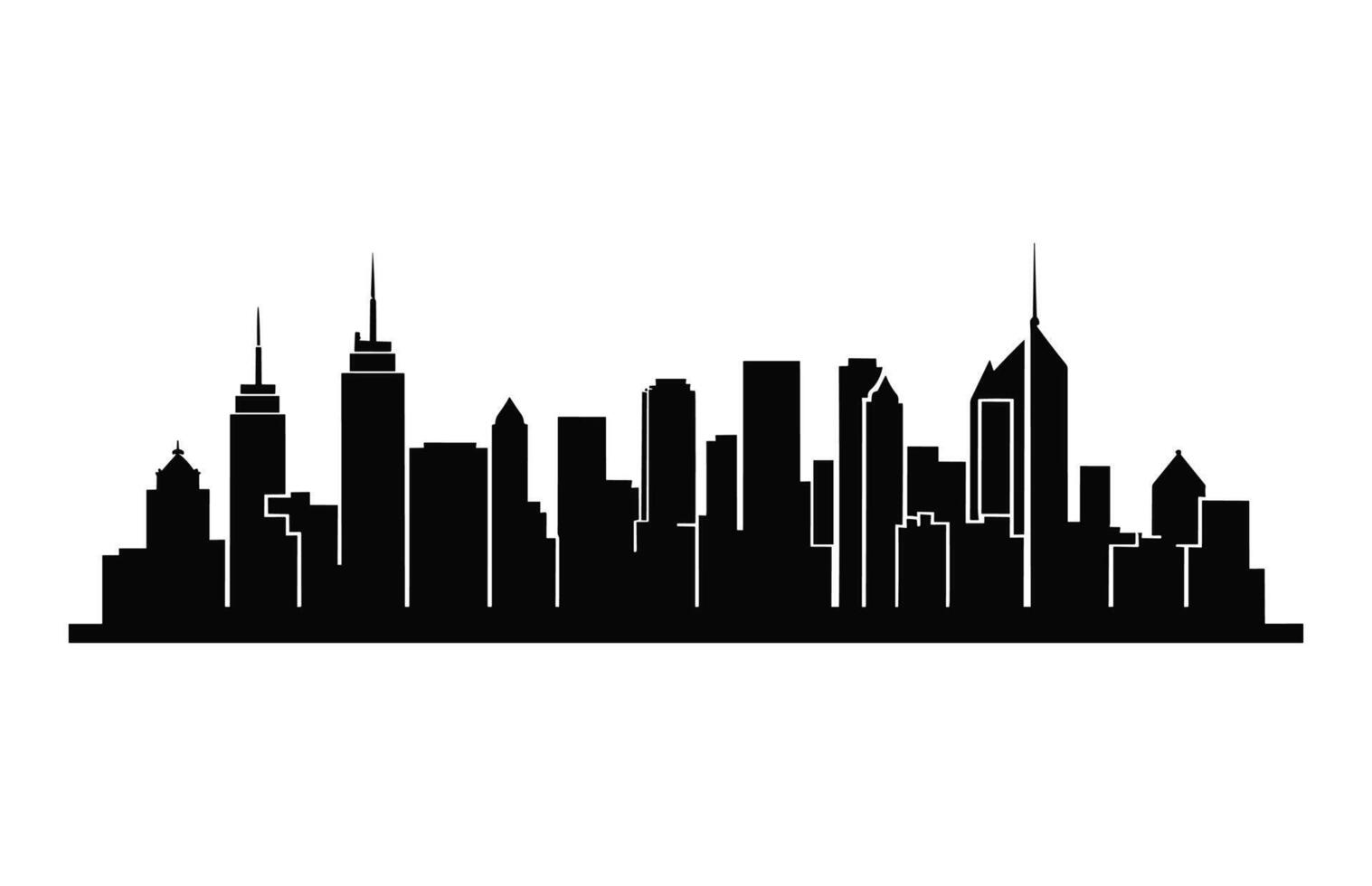 City building black Silhouette isolated on a white background vector