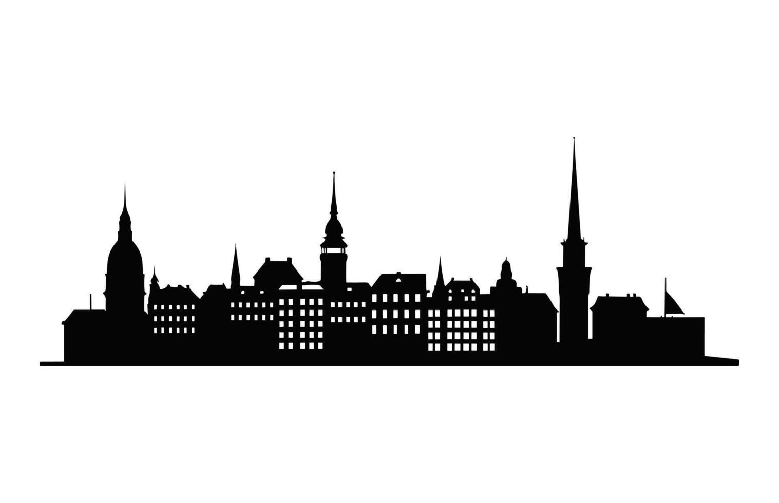 Copenhagen Skyline black Silhouette isolated on a white background vector
