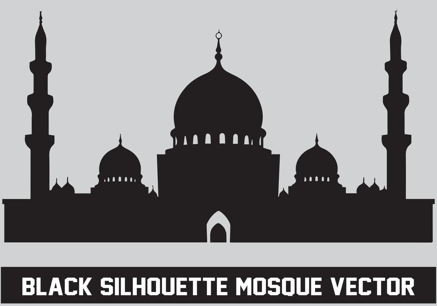 mezquita silueta negro color para islámico diseño vector