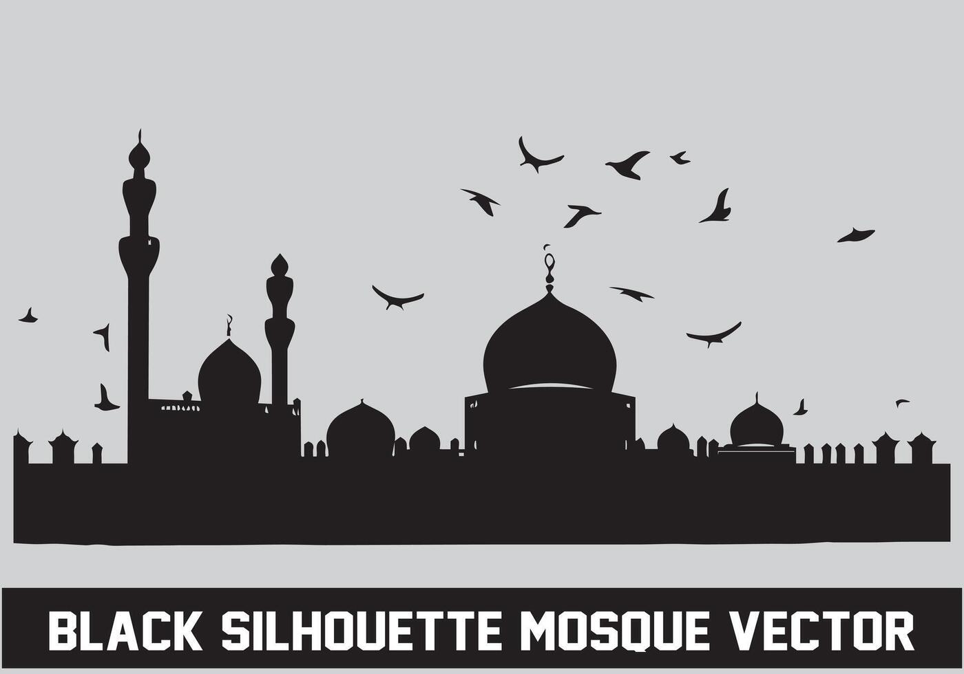 Mosque Black Silhouette Icon Illustration for islamic Element vector