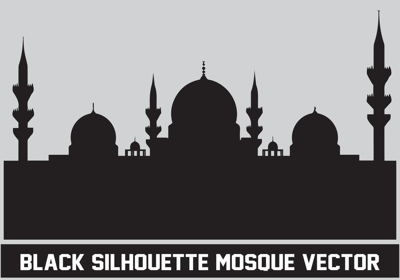 mezquita silueta negro color para islámico diseño vector