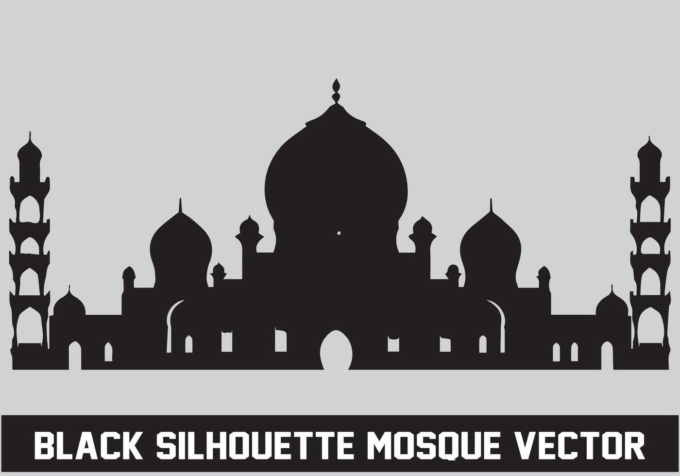 Mosque silhouette bundle white background vector