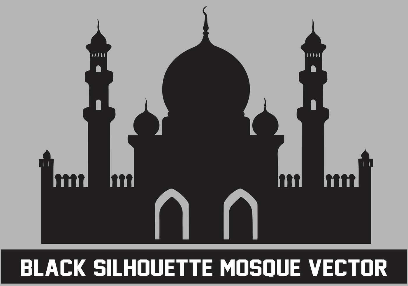 Mosque silhouette bundle white background vector