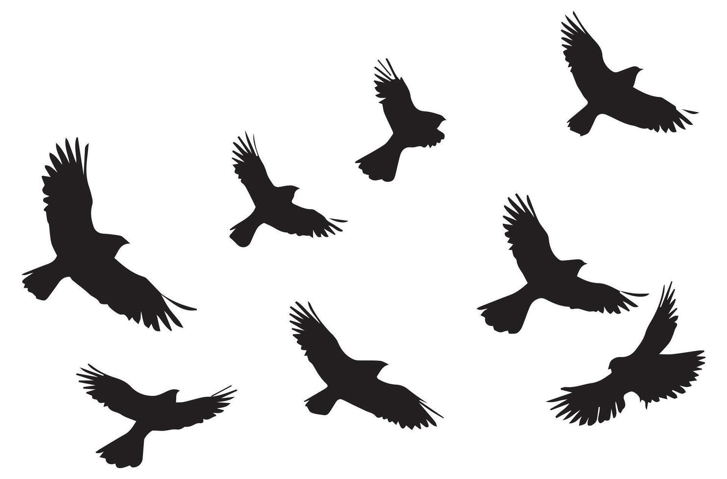 flying birds silhouette set flying birds icon set Set of flying birds silhouettes vector