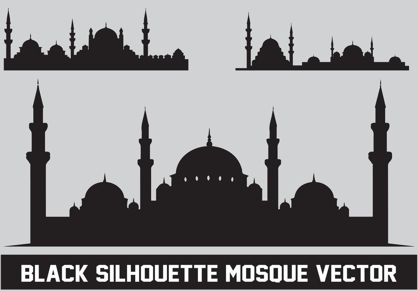 Mosque Black Silhouette Icon Illustration for islamic Element vector