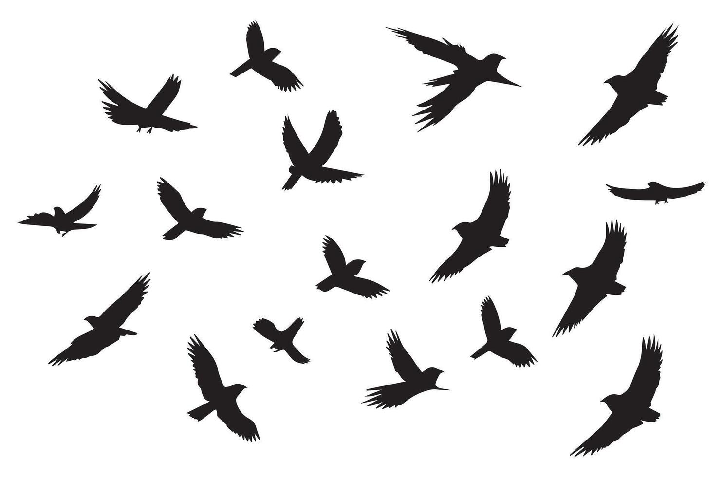 flying birds silhouette set flying birds icon set Set of flying birds silhouettes vector