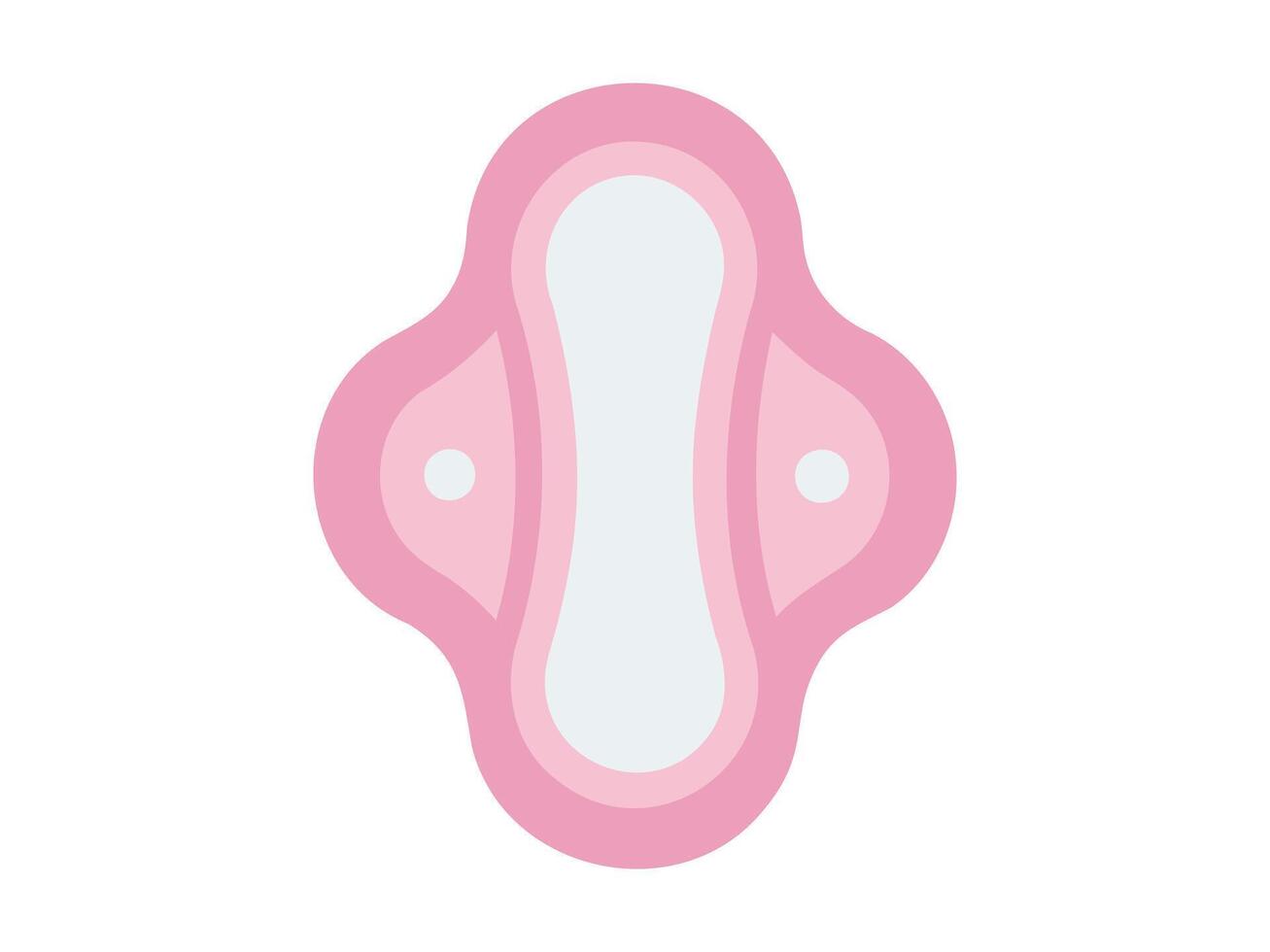 Pink sanitary pad with wings. illustration of a sanitary napkin. Feminine hygiene pad isolated on white backdrop Concept of menstrual care, personal hygiene, women's health essentials. vector