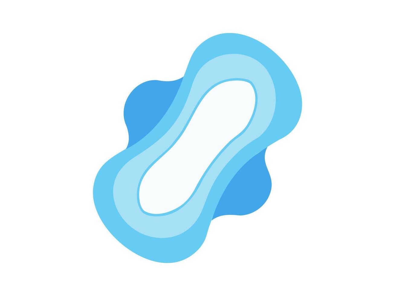 Blue sanitary pad with wings. illustration of a sanitary napkin. Feminine Menstrual pad isolated on white bakcground. Concept of menstrual care, personal hygiene, women's health essentials. vector