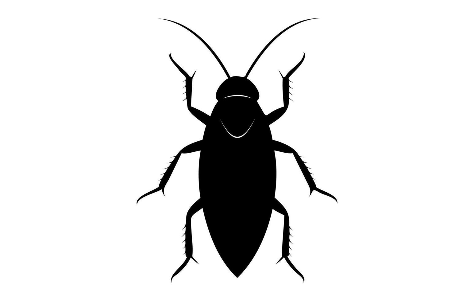 negro silueta de un cucaracha aislado en blanco fondo. ilustración. parte superior vista. parásito controlar y infestación concepto para diseño, impresión y educativo material. vector