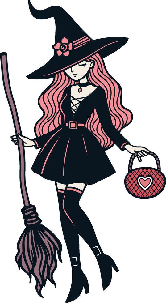 Witch of love illustration vector