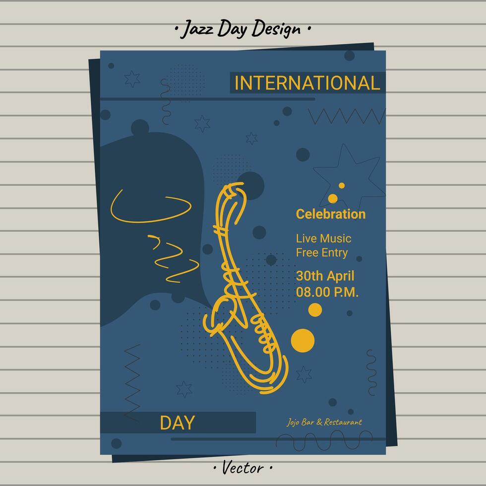 Jazz day, international jazz day music promo celebration sale ads flyer poster page post design. vector