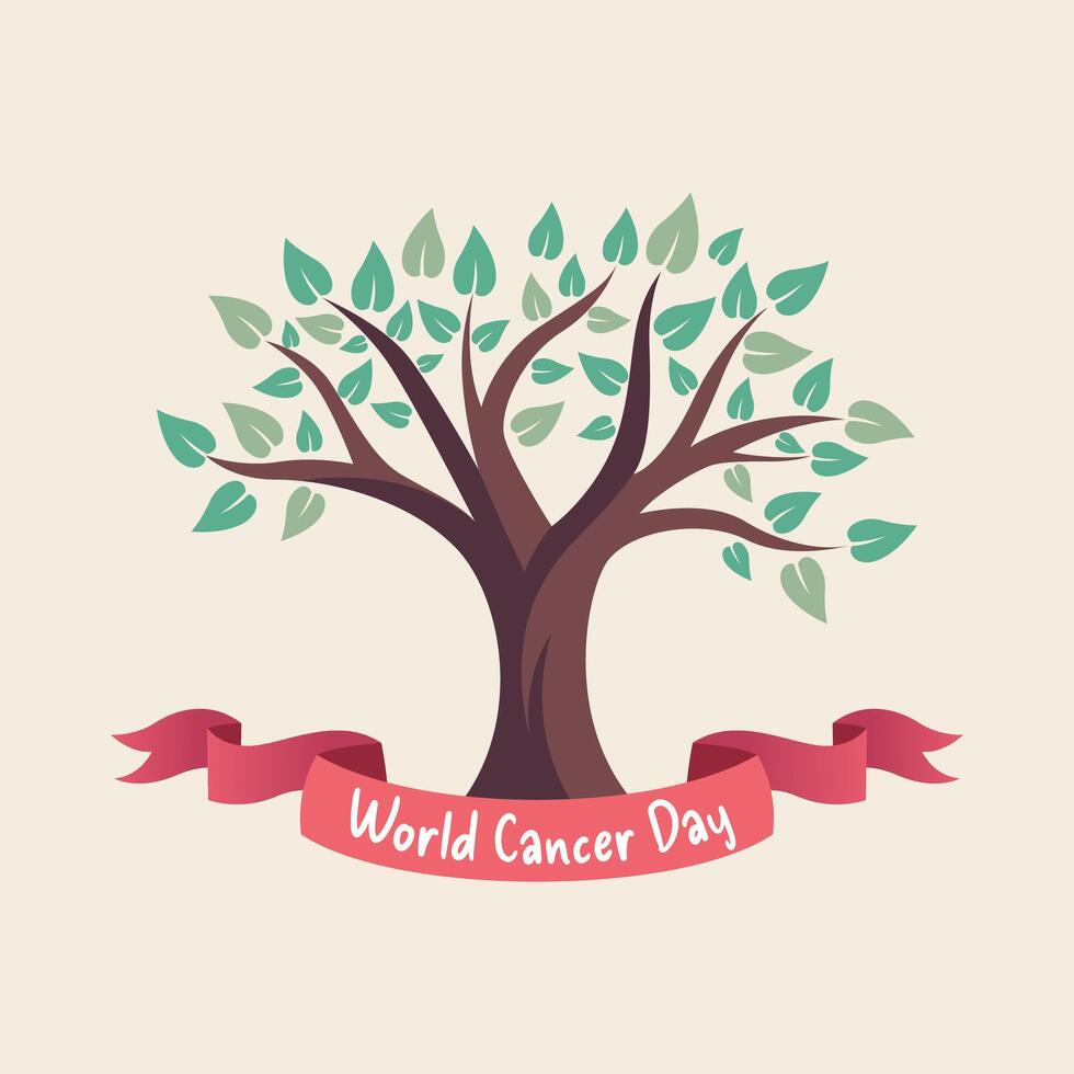 ilustración de árbol con hojas de esperanza y conciencia cintas ilustración. vector