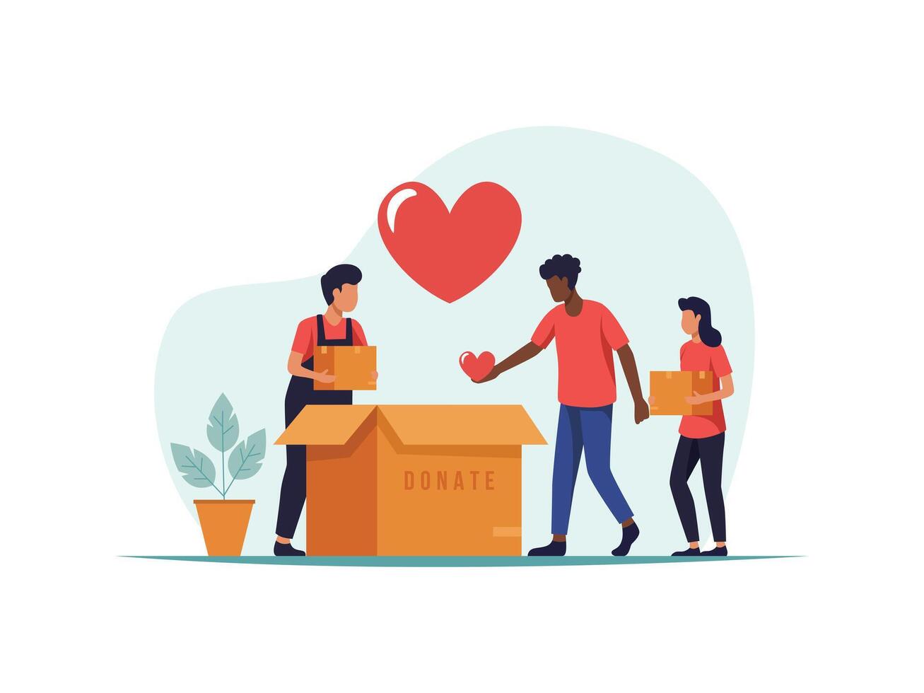 Flat illustration of People donating for charity day's event. vector