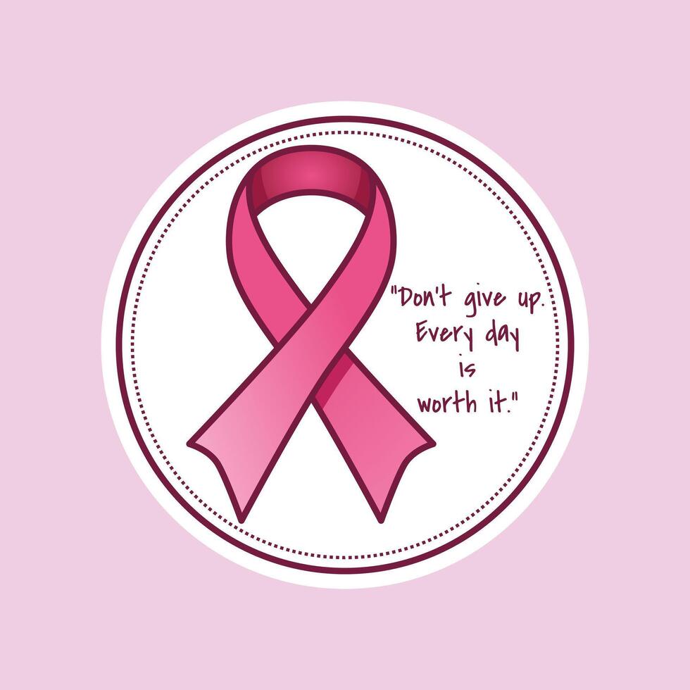 Sticker design of Awareness ribbon with inspirational quotes. vector