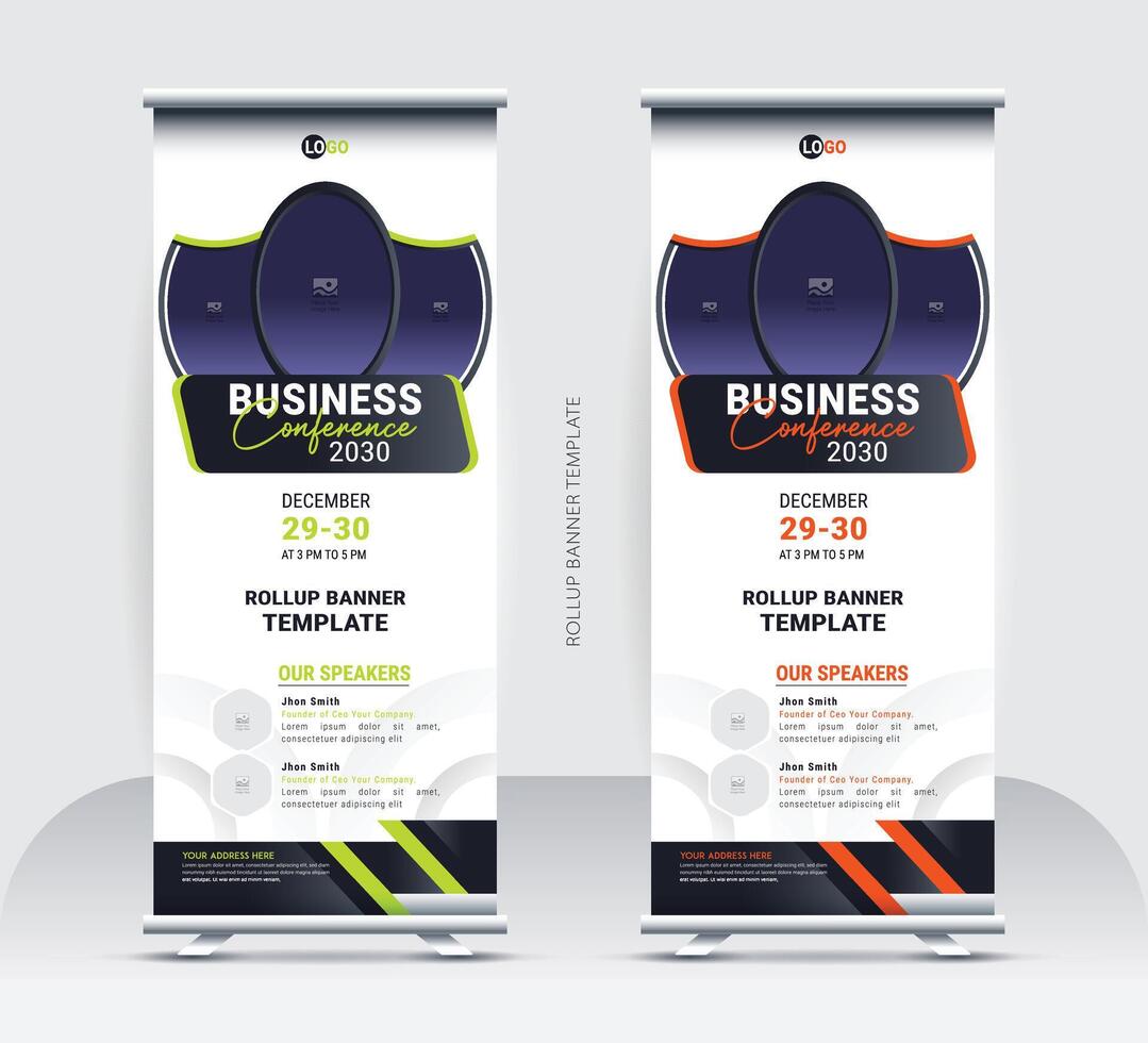 Roll-up stands banner template vector