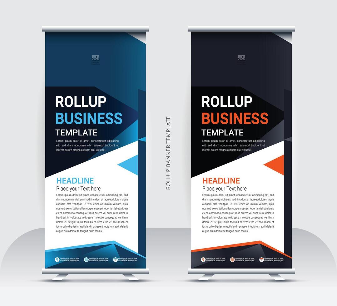 Roll-up stands banner template vector