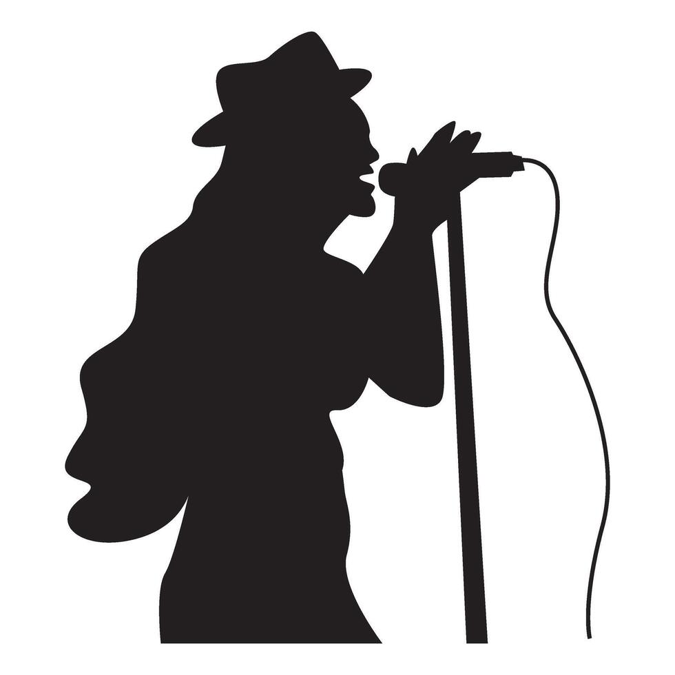 Silhouette of Singing Woman vector