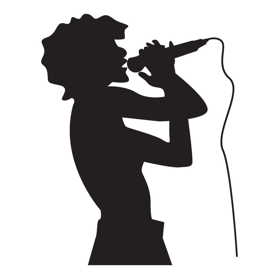 Silhouette of Singing Woman vector