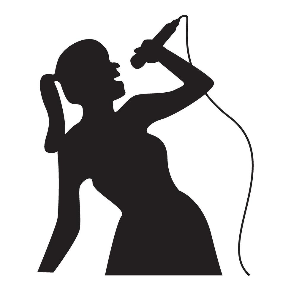 Silhouette of Singing Woman vector