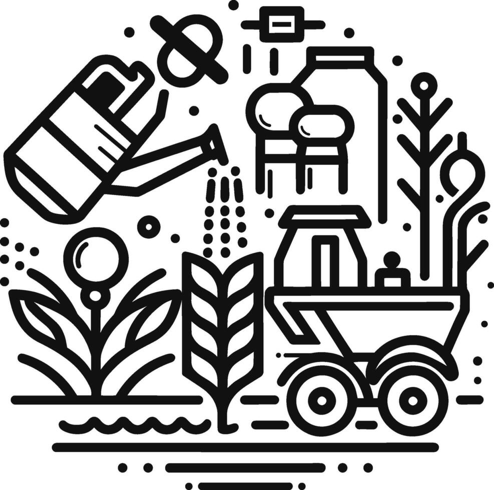Farm and Agriculture icon concepts thin line style icon, vector