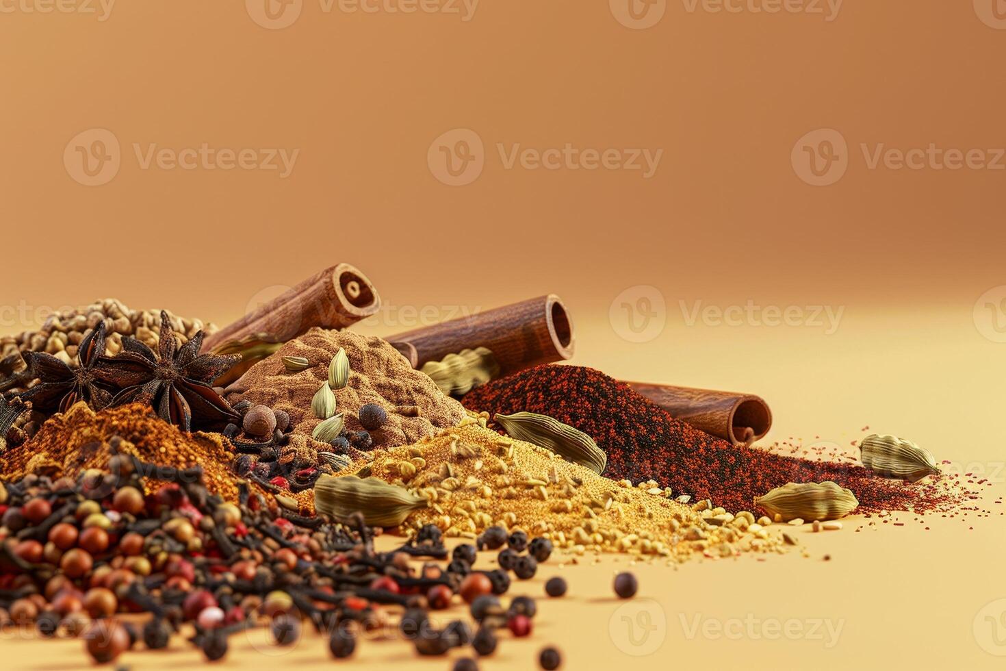 Garam Masala Spices a variety of aromatic garam masala spices with photo