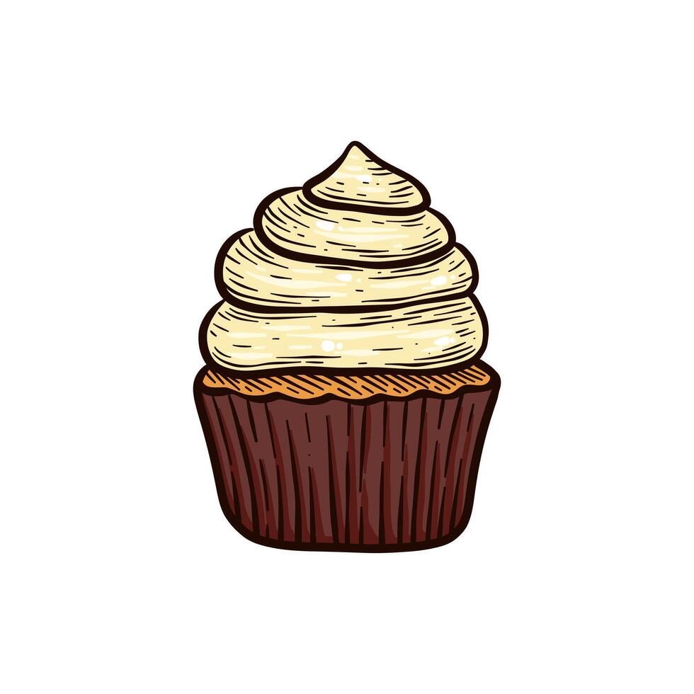 Hand drawn cupcakes with colors vector