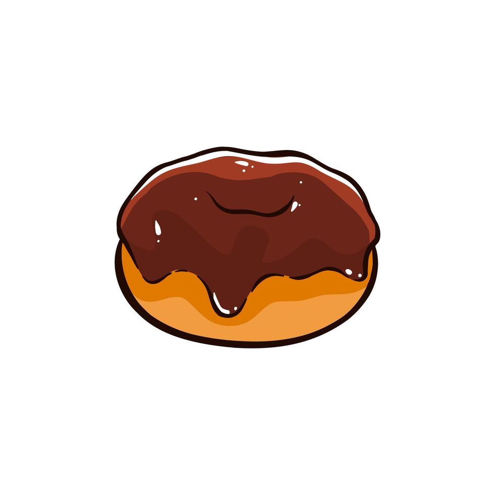 mano dibujado chocolate rosquilla con color vector