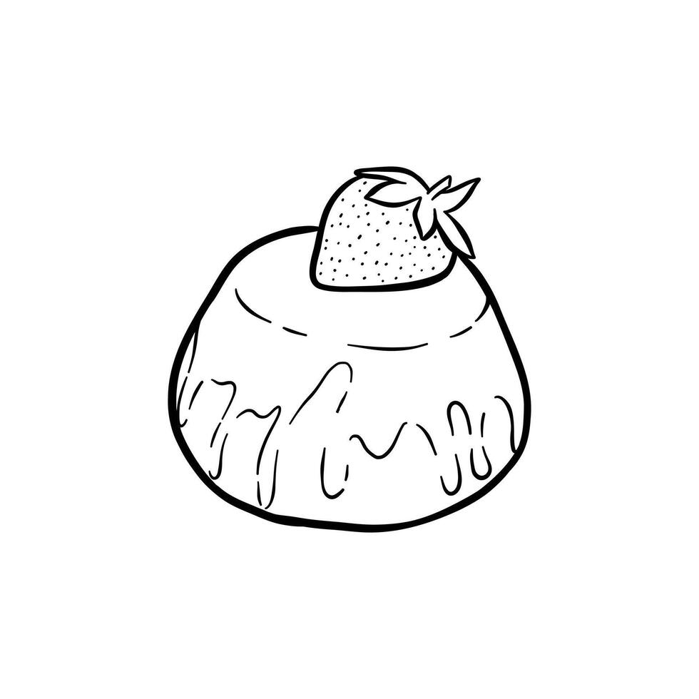 hand drawn pudding in black and white vector