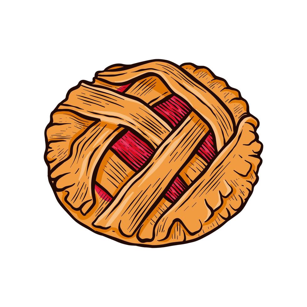 hand drawn pie illustration with color vector