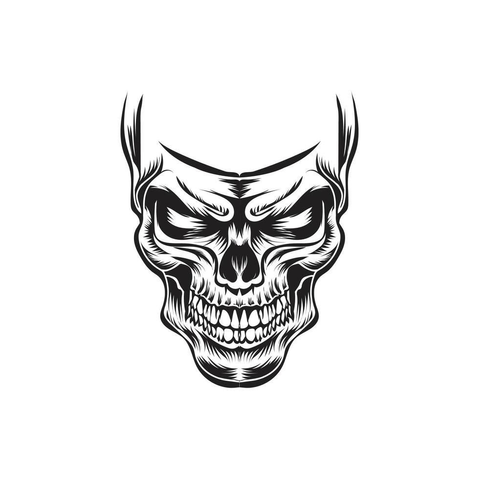 Vintage skull illustration design style vector