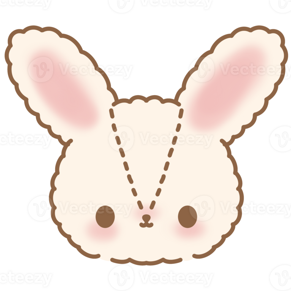 Cute bunny head character png