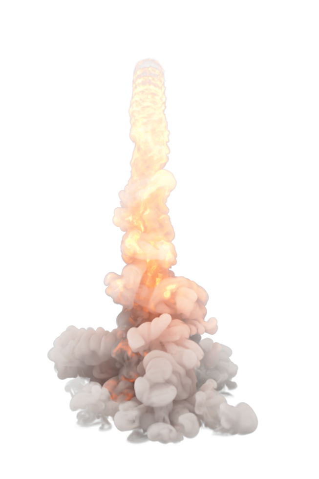 Smoke of rocket launch on transparent background png