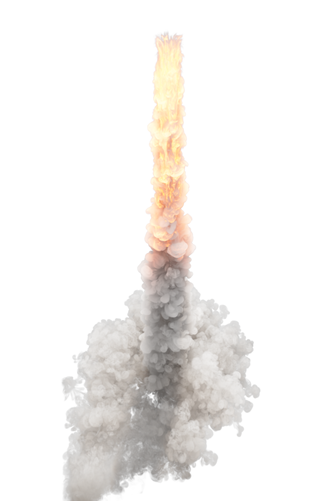 Smoke of rocket launch on transparent background png