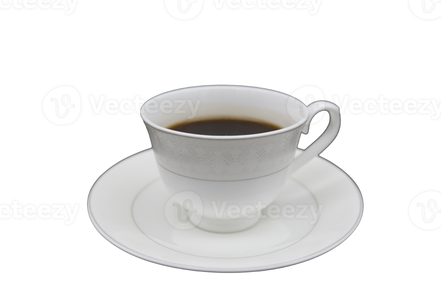 carved porcelain coffee pair with black coffee poured into it without a background png