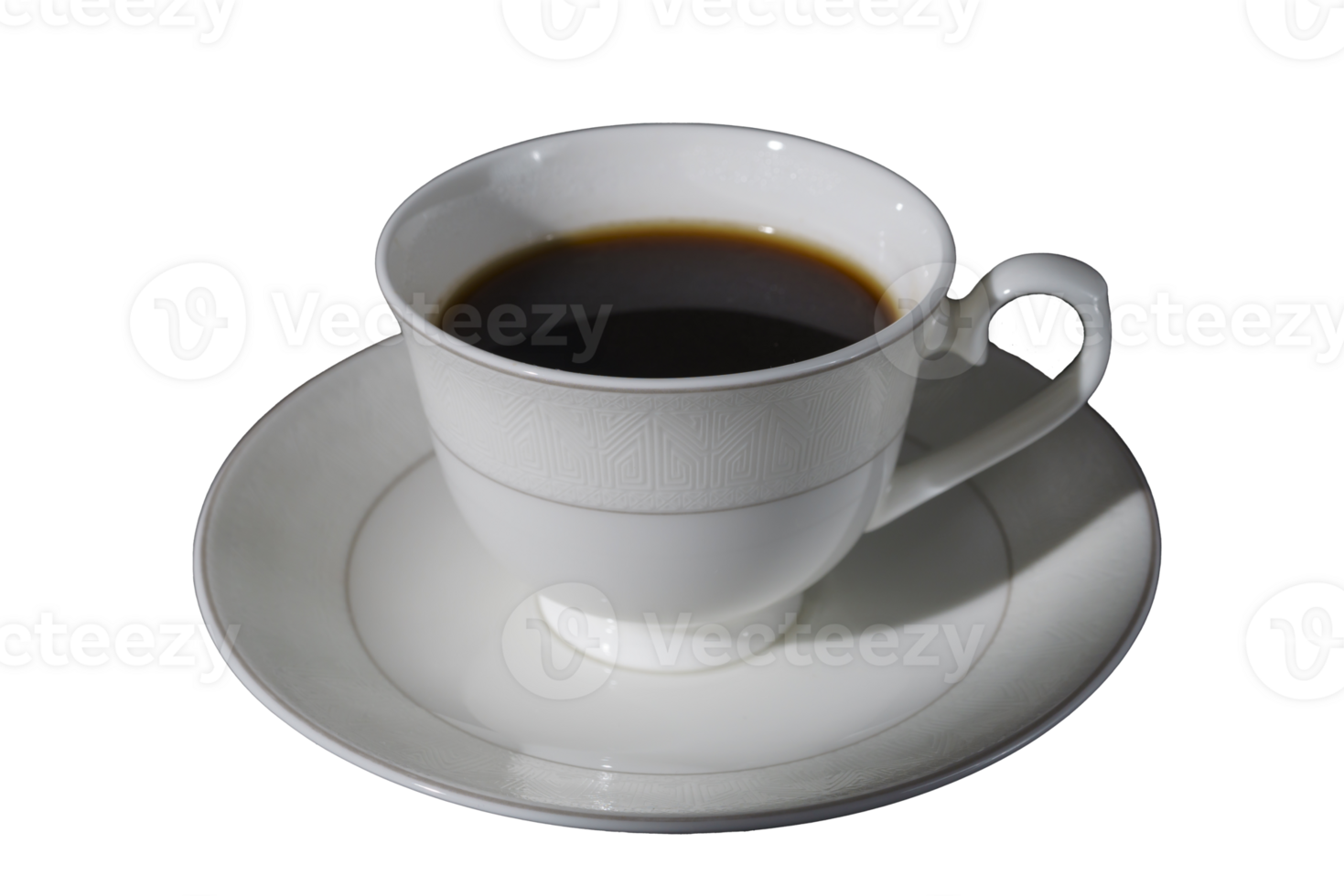 carved porcelain coffee pair with black coffee poured into it without a background png