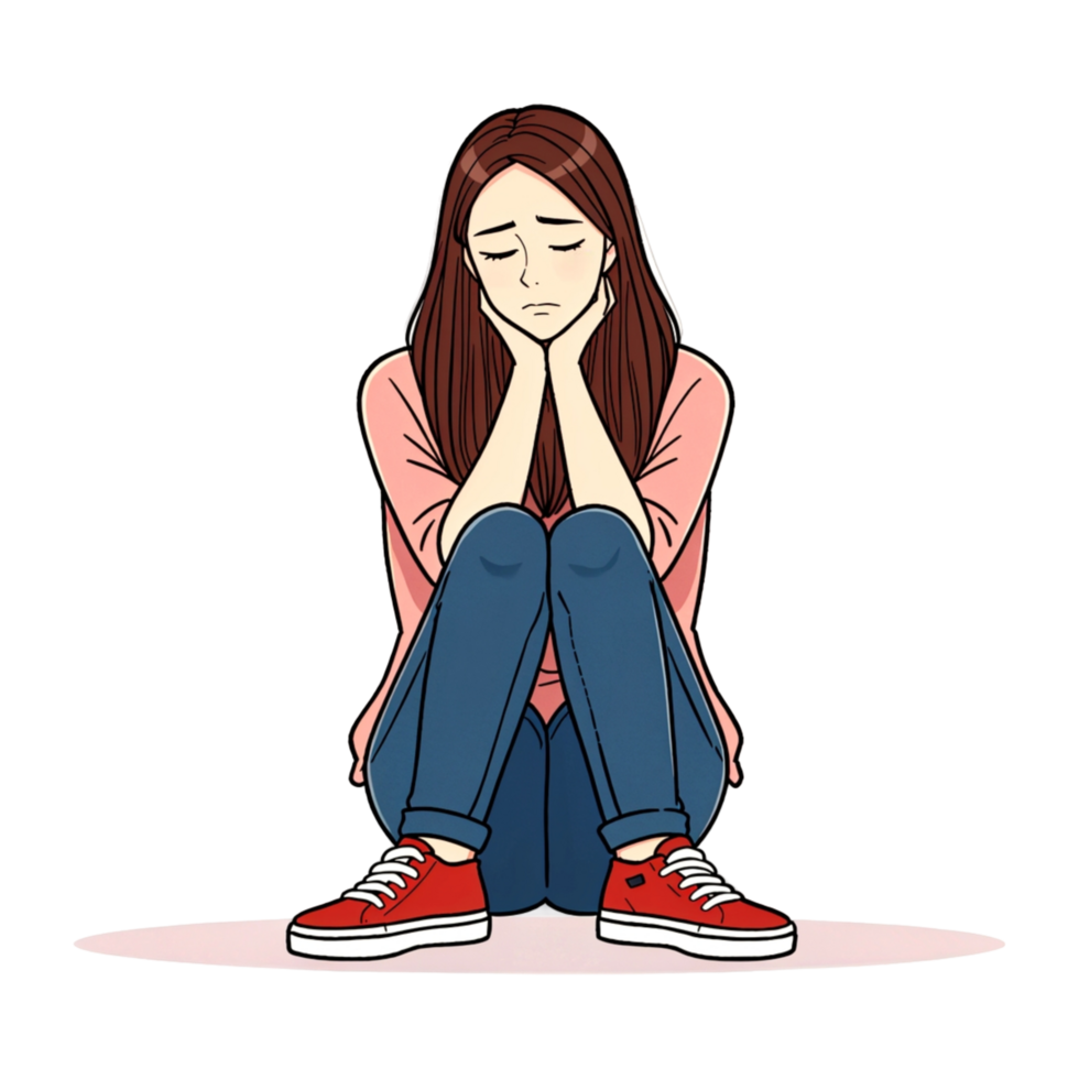 sad girl sitting on the floor png