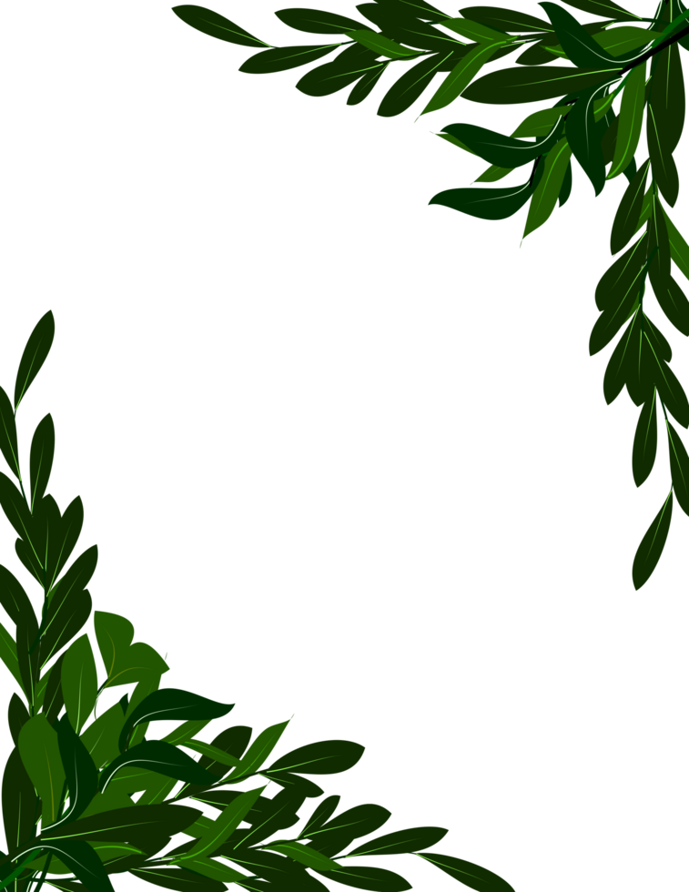 Green leaves frame border clipart png