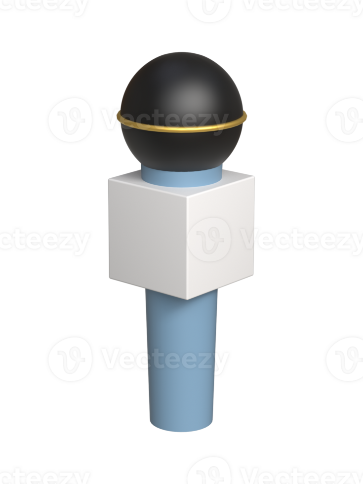 3D cartoon type Microphone rendering, png