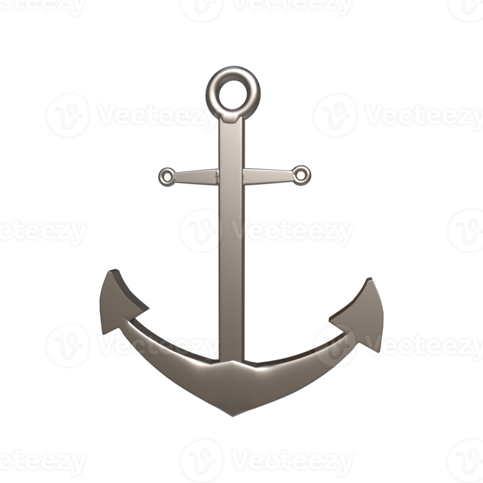 3D Realistic Anchor - Nautical Elegance in Three Dimensions png