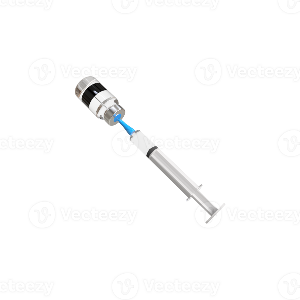 3d realistico bottiglia e siringa. coronavirus vaccino, iniezioni, ialuronico acido avvicinamento isolato. droga fiala design modello, modello. vaccinazione concetto. png