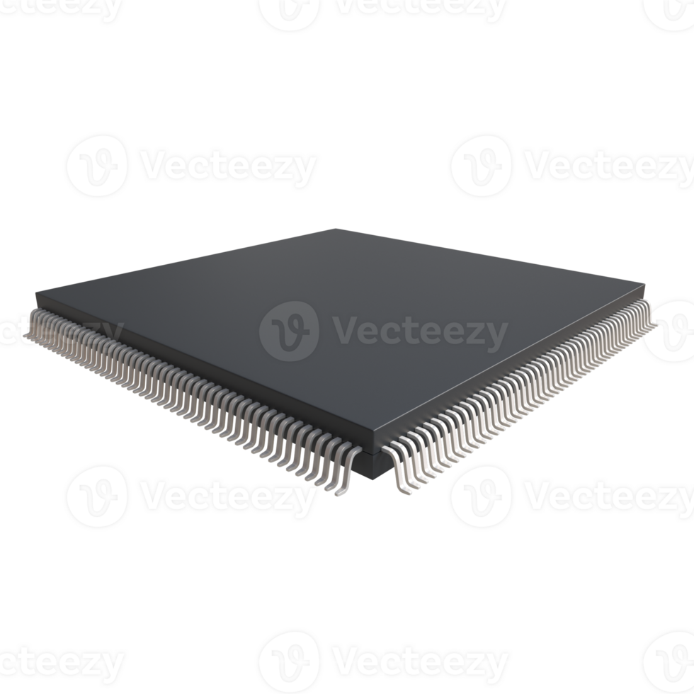 Realistic rendering of Integrated circuit, electronics component. png