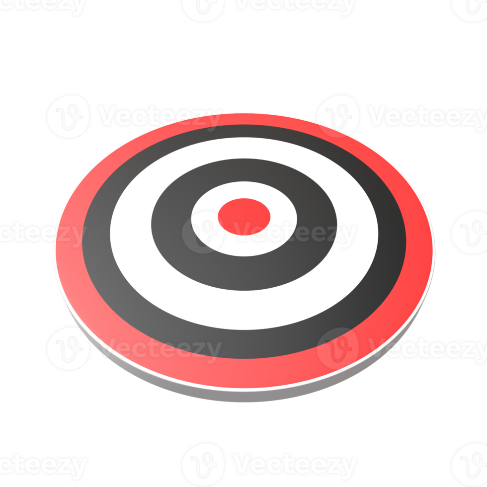 top view 3d black white and red Dartboard with dart rendering png