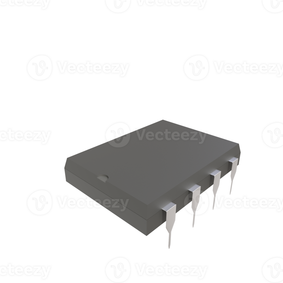 Realistic rendering of Integrated circuit, electronics component. png