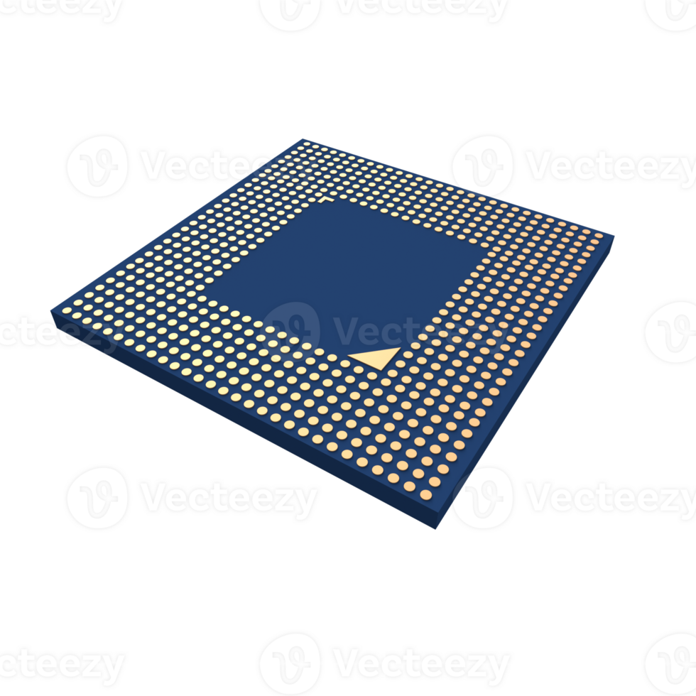 Realistic rendering of Integrated circuit, electronics component. png